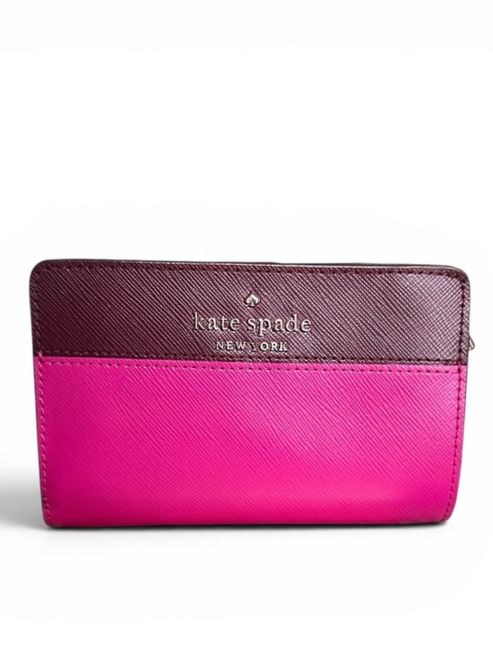 NWT Kate Spade Staci Colorblock Pink Berry Saffiano Wallet